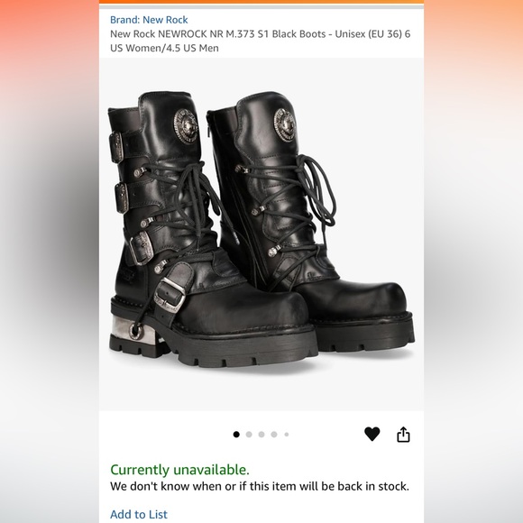 New Rock Black Leather Lace Up Boots - Picture 2 of 6